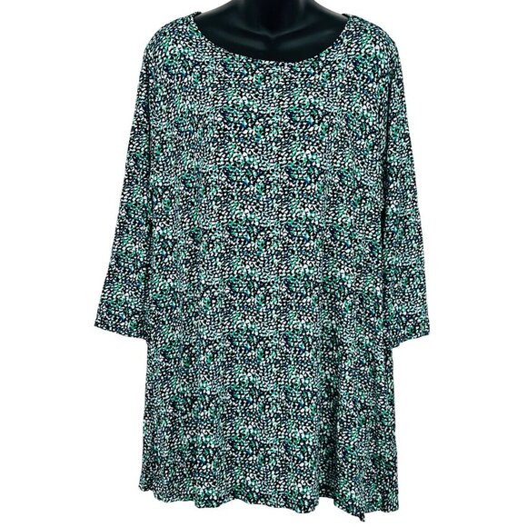 Philosophy Woman Plus Size 2X Tunic Top Blouse 3/4 Sleeve Round Neck Blue New - Picture 1 of 10